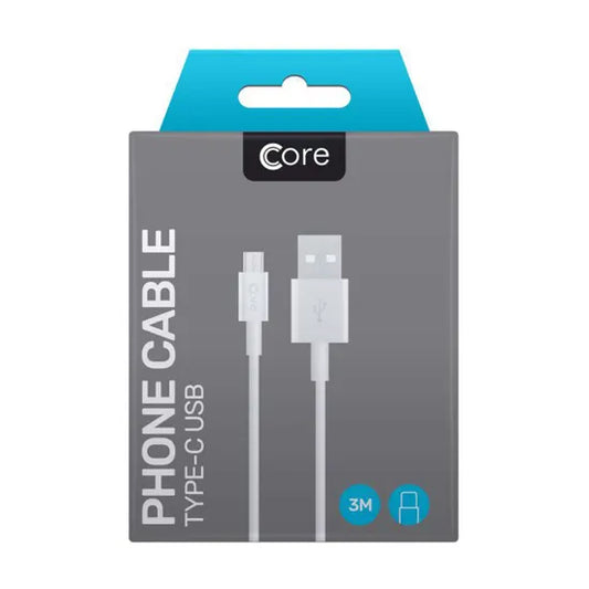 Core Type-C to USB Cable 3M In WHITE