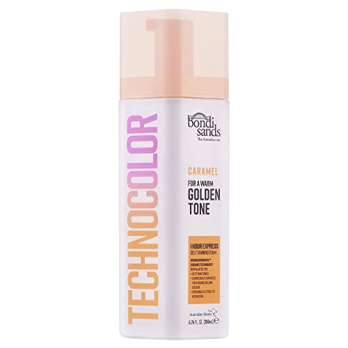 Bondi Sands Technocolor 1-Hour Express Caramel Self-Tanning Foam Easy Application, Streak Free Fake Tan - Fast-Acting Body Tan for Natural-Looking Glow (200ml)