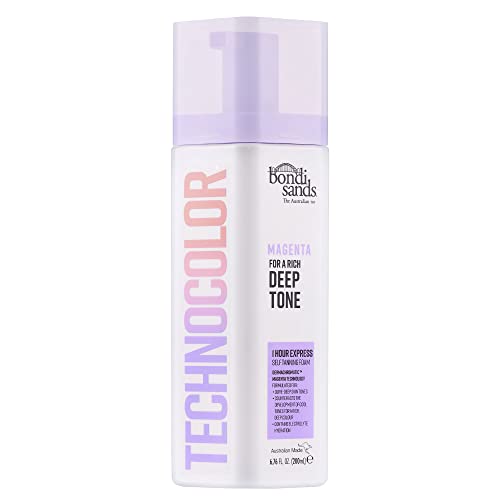 Bondi Sands Technocolor 1-Hour Express Magenta Self-Tanning Foam Easy Application, Streak Free Fake Tan - Fast-Acting Body Tan for Natural-Looking Glow (200ml)