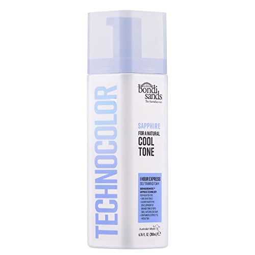 Bondi Sands Technocolor 1-Hour Express Sapphire Self-Tanning Foam Easy Application, Streak Free Fake Tan - Fast-Acting Body Tan for Natural-Looking Glow (200ml)