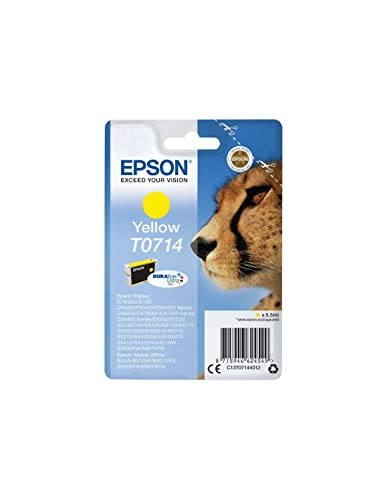 Epson T0714 Cheetah Yellow, Genuine, DURABrite Ultra Ink