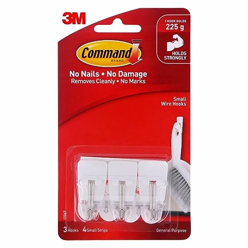 Command 17067ES Kitchen Utensil Hooks with Command Adhesive Strips - Small, White