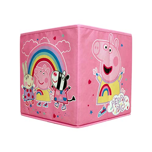 Character World Peppa Pig Officially Licensed Storage Boxes | 2 pack Foldable Storage Cubes Drop Design | Perfect For Organising Children's Room, Kids Playroom