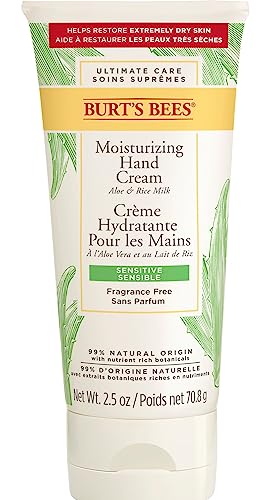 Burt's Bees Moisturising Hand Cream For Very Dry Hands and Sensitive Skin, With Aloe & Rice Milk, 70.8 g