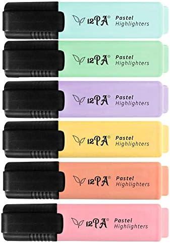 12PA Pastel Highlighters | 6 Assorted Colours