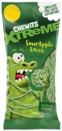 Chewits XTREME Sour Apple Laces 220g Bag