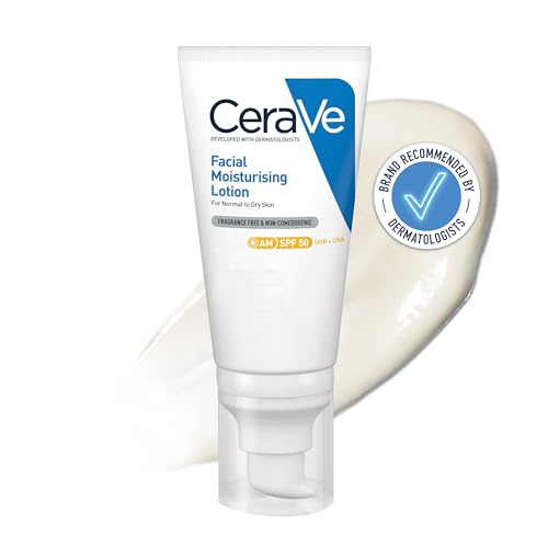 CeraVe AM Facial Moisturising Lotion SPF50 with Ceramides & Vitamin E for Normal to Dry Skin 52ml