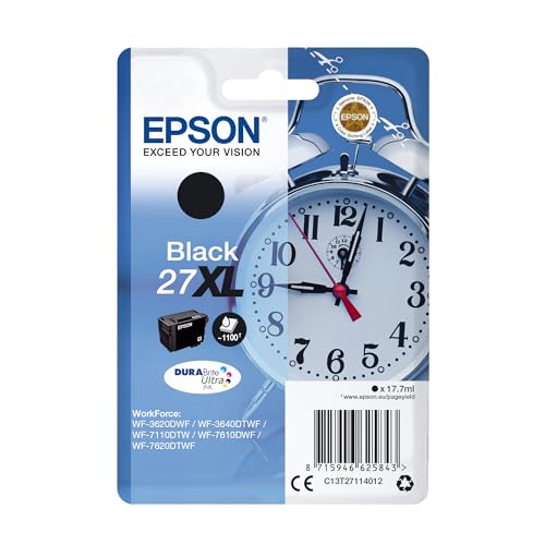 Epson 27XL Black Alarm Clock High Yield Genuine, DuraBrite Ultra Ink Cartridge