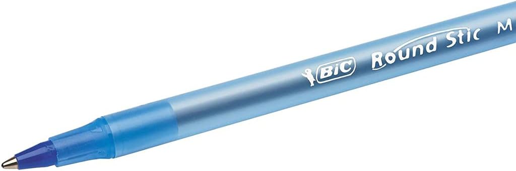 Bic Round Stic Medium Writing Ball Pen Blue Pack of 8