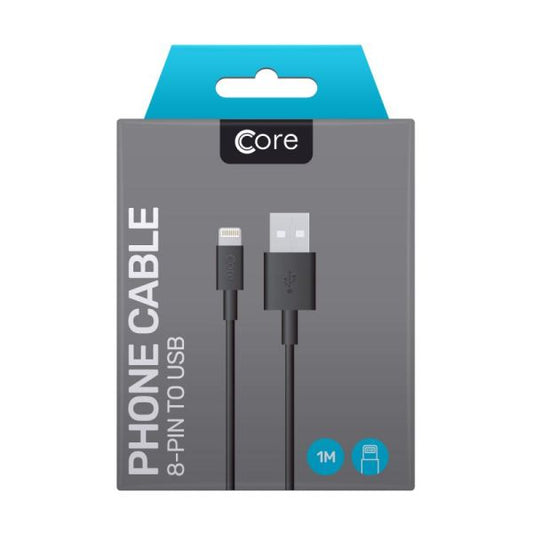 Core Micro 8-Pin Charger Cable 1M In BLACK