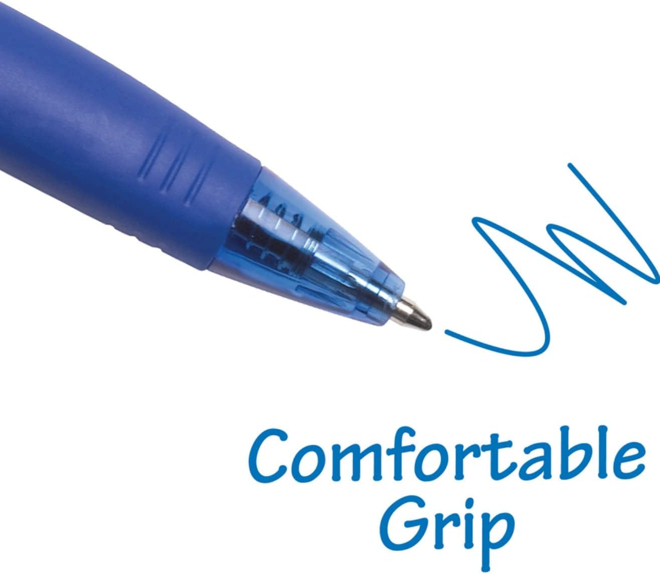 BIC BU3 Grip 1.0 Blue Retractable Ball Pen 4 Pack Stationery