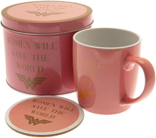 DC Wonder Woman 'Women Will Save The World' Mug & Coaster Tin Set