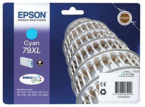 Epson 79XL Leaning Of Pisa Cyan Genuine, XL High Yield Ink Cartridge DuraBrite Ultra