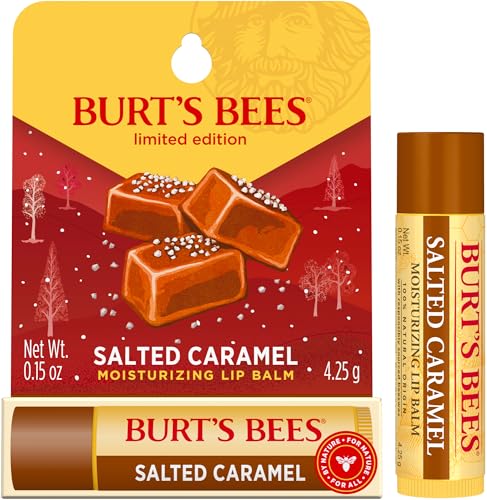 Burt's Bees Moisturising Lip Balm, Salted Caramel Flavour, With Beeswax and Vitamin E, Limited Edition, 4.25g