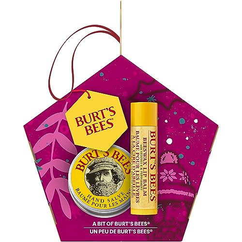 Burt's Bees Gift Set For Lip & Hand, Beeswax Lip Balm and Hand Salve in a Christmas Box, Bit of Burt's