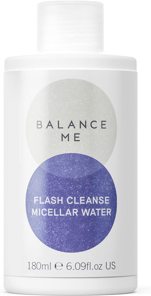 Balance Me Flash Cleanse Micellar Water – Vegan Facial Cleanser – Easily Removes Dirt & Make-Up – With Hyaluronic Acid & Peptides – For All Skin Types – Made In UK – 180ml