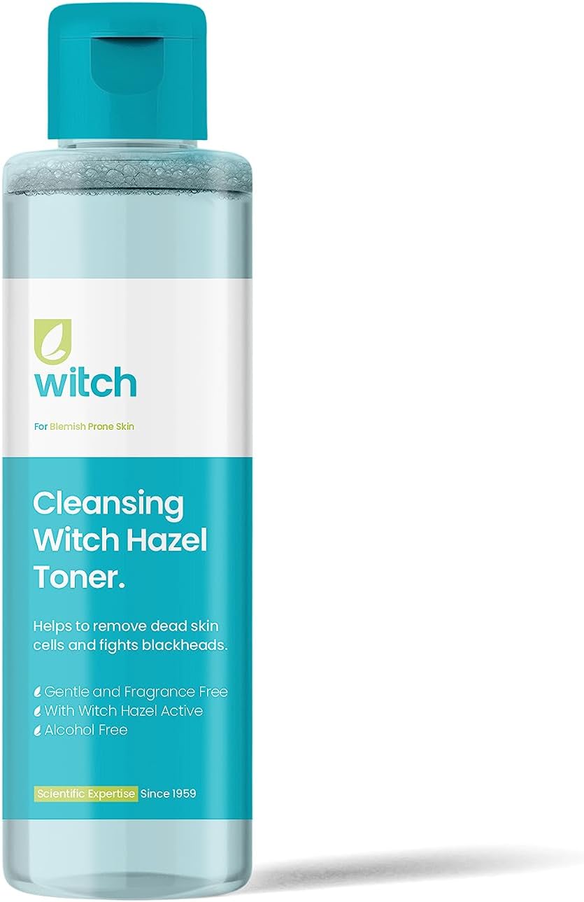 Witch Cleansing Witch Hazel Toner 200ml. Natural Witch Hazel infused toner and micellar water with anti-inflammatory Salicylic Acid. Fragrance Free.