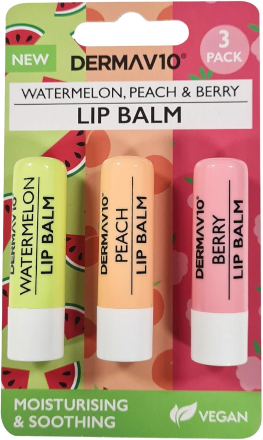 Derma V10 Lip Balm Watermelon Peach and Berry Lip Balm