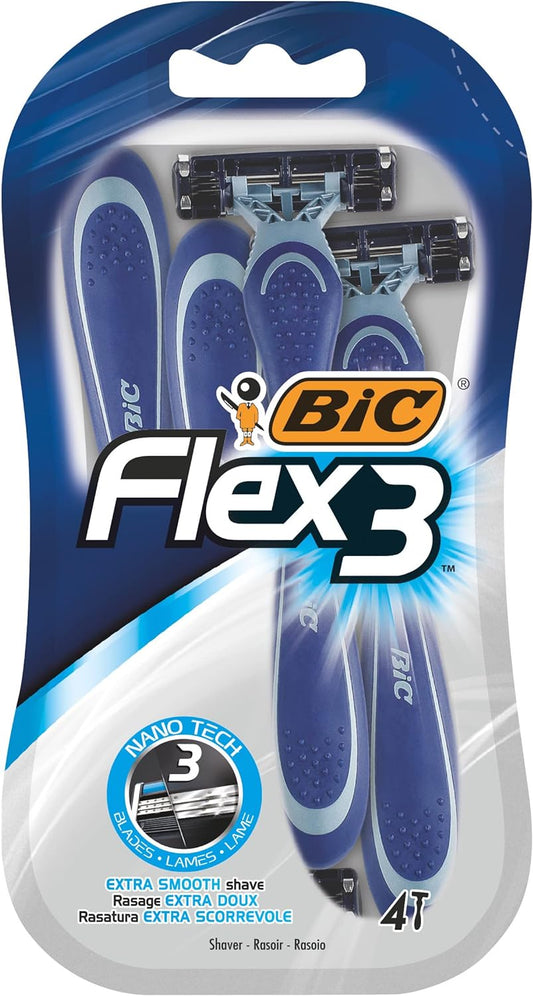 BIC Flex 3 Triple Blade Razor Blades for Men Pack of 4