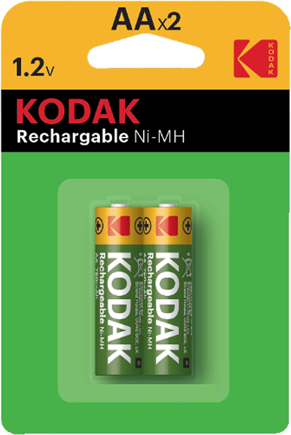 2 X AA Kodak 1.2V Rechargeable Batteries 750mAh