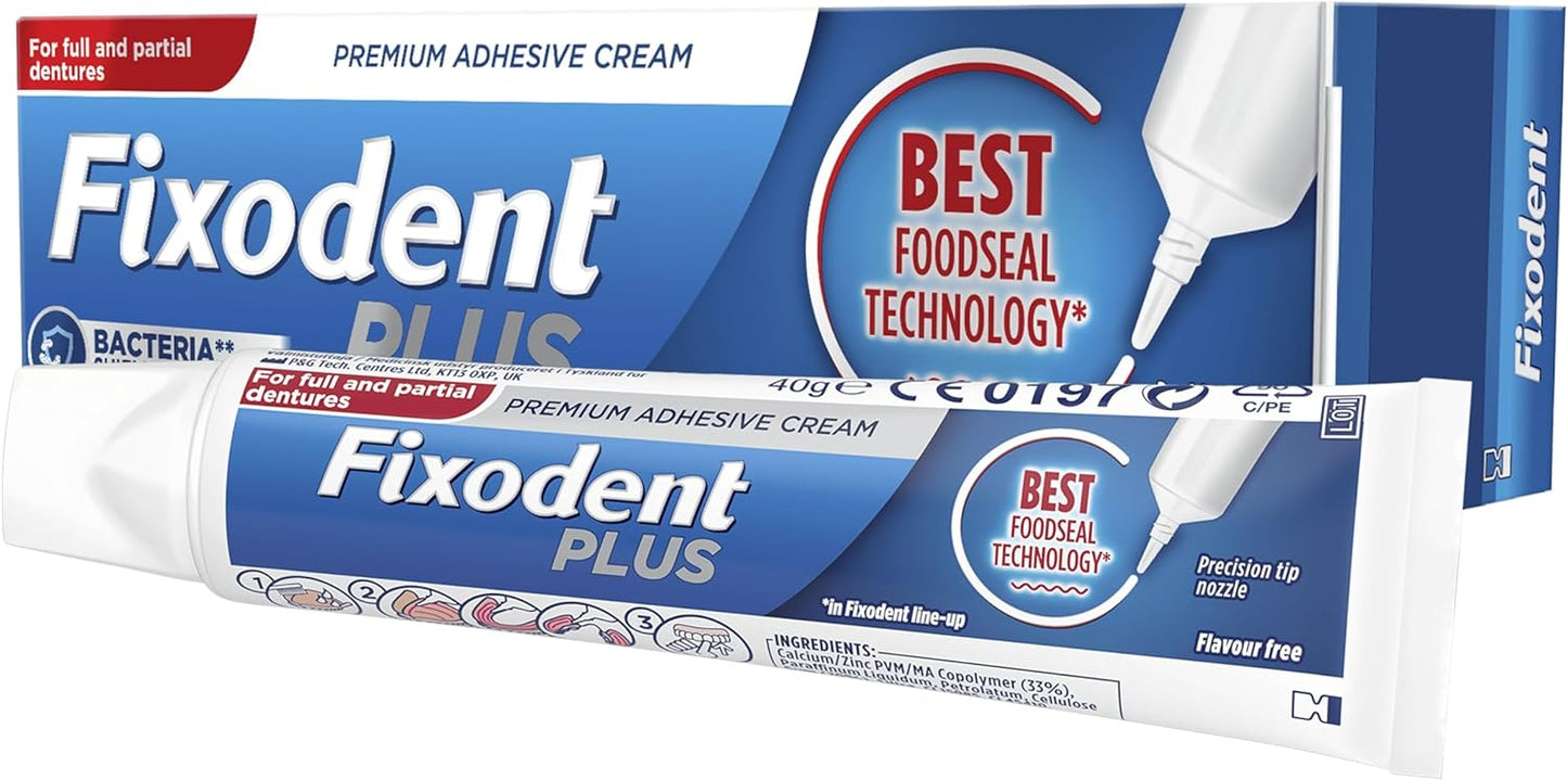 Fixodent Plus Food Seal Premium Denture Adhesive 40g