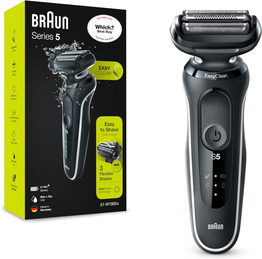 Braun Series 5 Electric Shaver, Foil Shaver With 3 Flexible Blades, 100% Waterproof for Wet & Dry Use, 50-W1000s