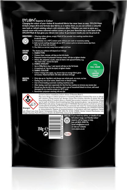 Dylon Wash & Dye Fabric Dye for Clothes & Soft Furnishings - Intense Black / Velvet Black