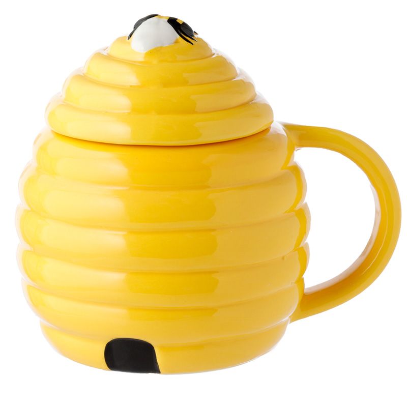 Beehive Shaped Ceramic Mug with Lid