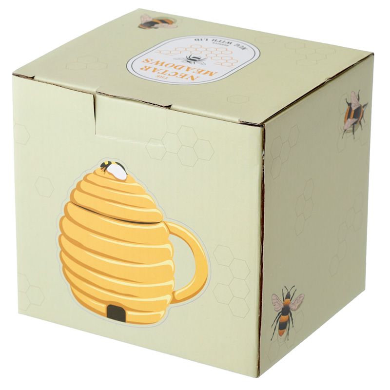 Beehive Shaped Ceramic Mug with Lid