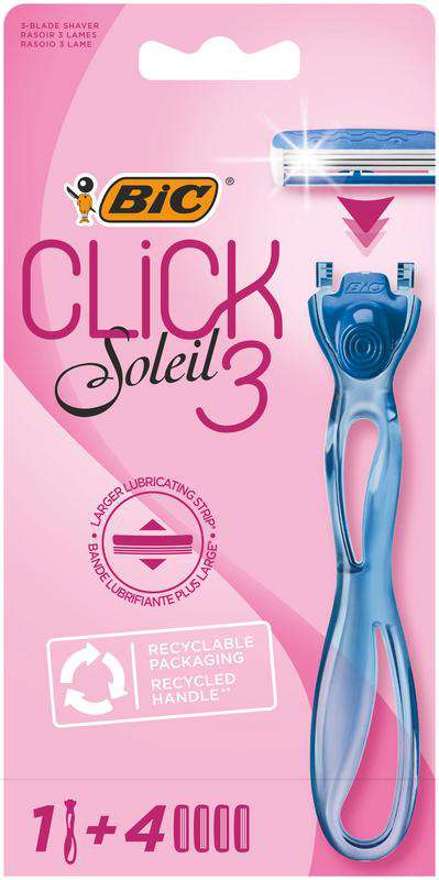 BIC Click 3 Soleil Refillable Women's Razor + 4 Refills