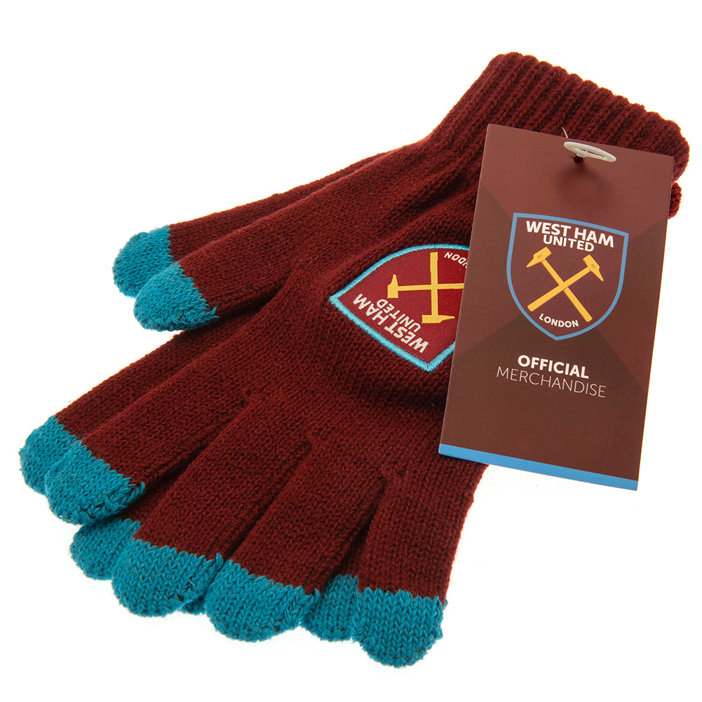 West Ham United FC Touchscreen Knitted Gloves Junior