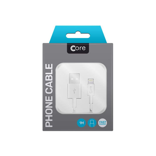 Core Lightning to USB Cable in Case 1M WHITE Fast Charge