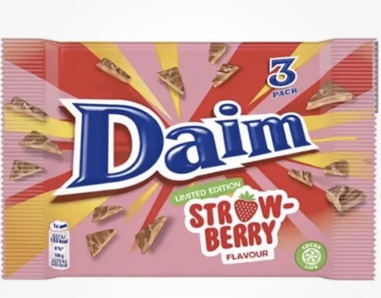 Daimm Strawberry Chocolate Bar Limited Edition 3 x 28g Bars