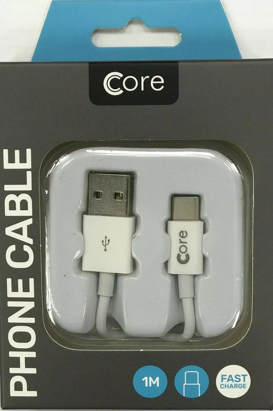 Core USB Type-C Cable in Case 1M White Fast Charge