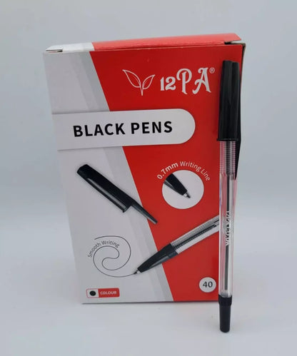 40 Black Pens | Biro Pens | Ballpoint Pens | Pens Black Ink | Pens Multipack