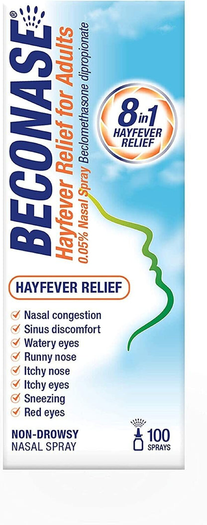 Beconase 8in1 Hayfever Relief Nasal Spray Effective Allergy Relief-100 Sprays