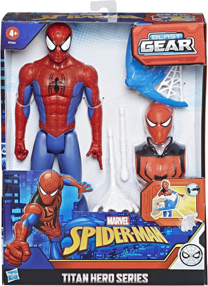 Marvel Spider-Man Titan Hero Series Blast Gear Action Figure Toy with Blaster, 2 Projectiles and 3 Armour Accessories