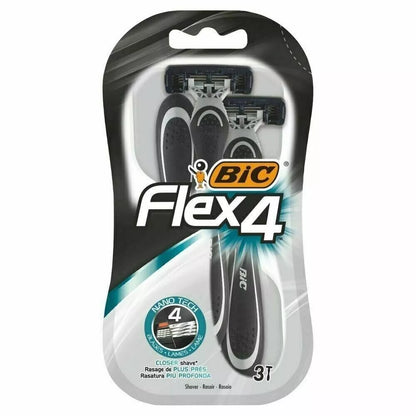 BIC FLEX 4 Pack of 3 Razors Ideal For Closer Shave