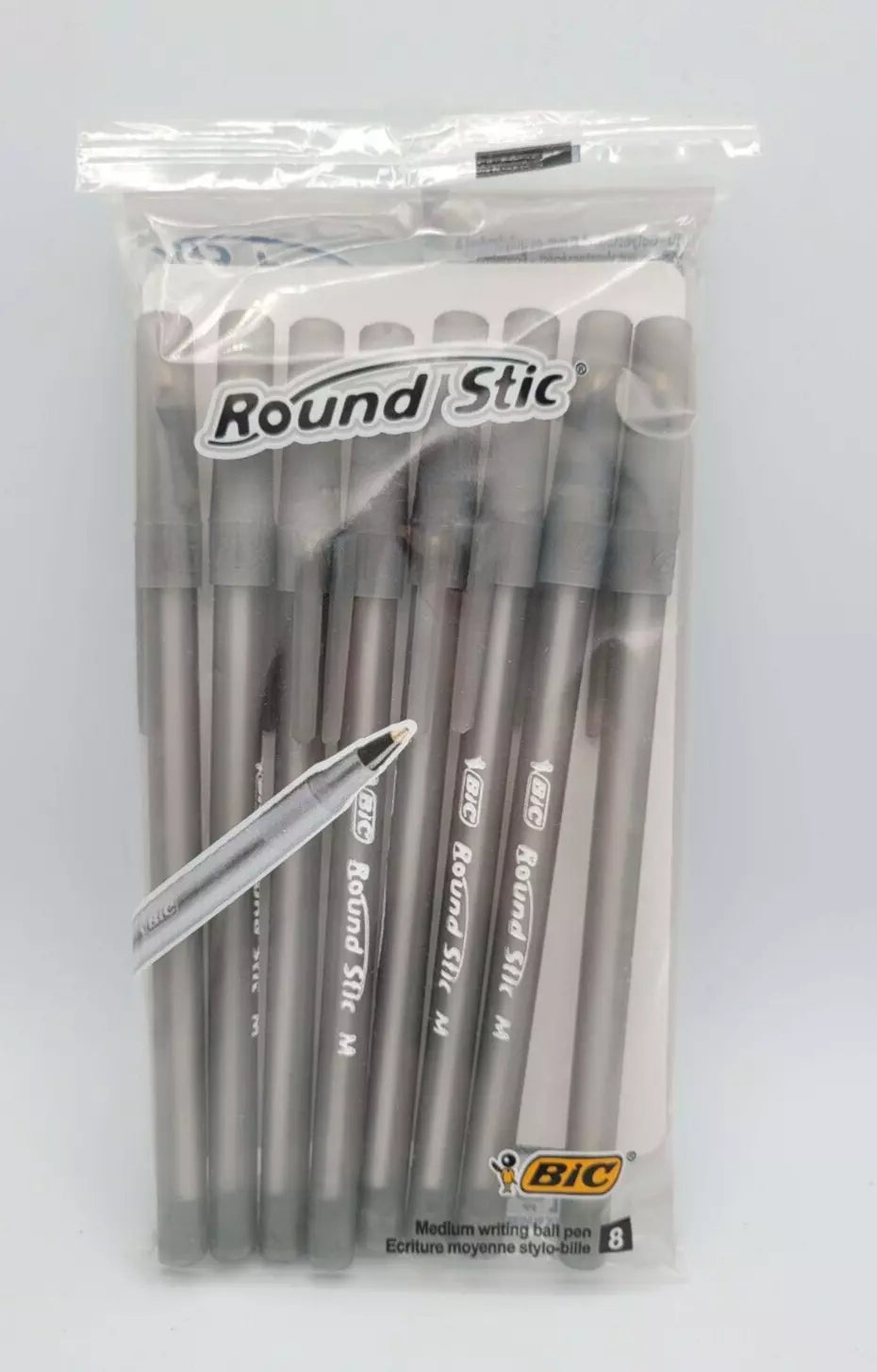 Bic Black Round Stic Ball Pens - Pack of 8